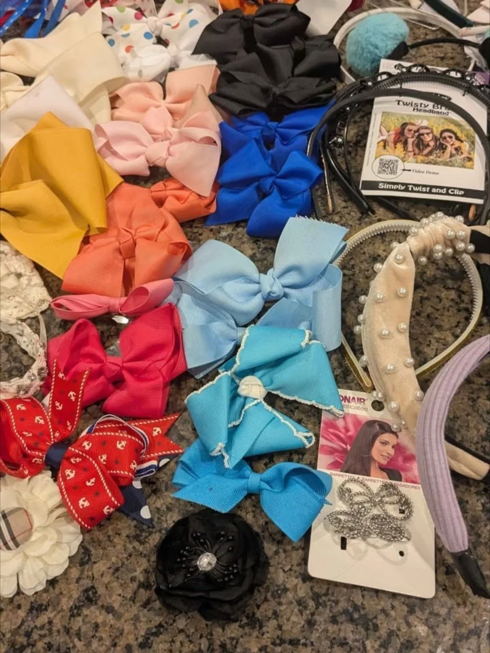 50 Piece Assorted Girls' Hair Bows and Headbands - Multicolor